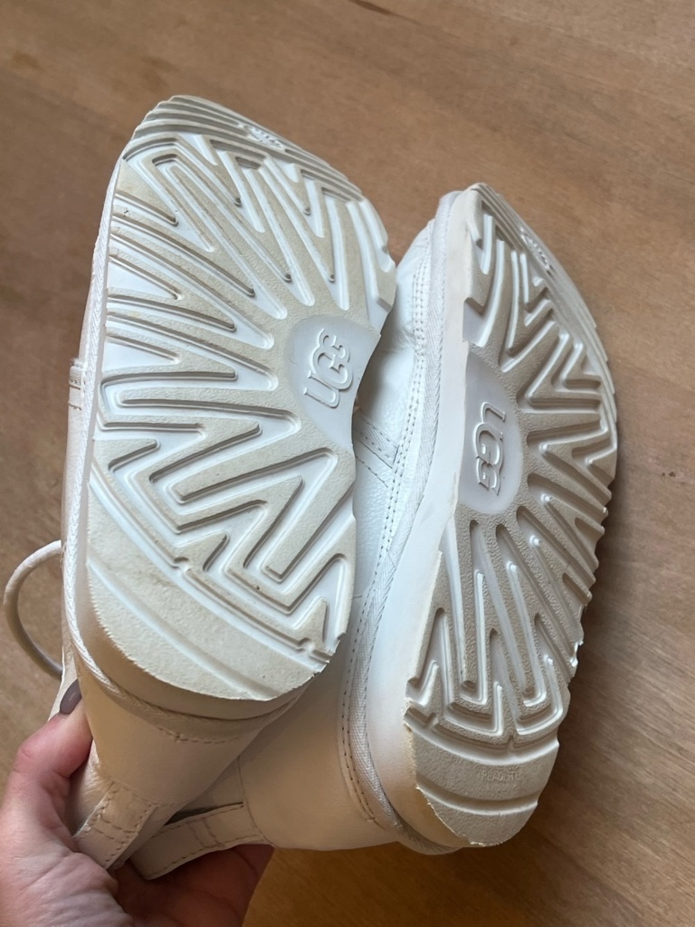 UGG White Leather Lace-Up Winter Boots - Picture 3 of 3